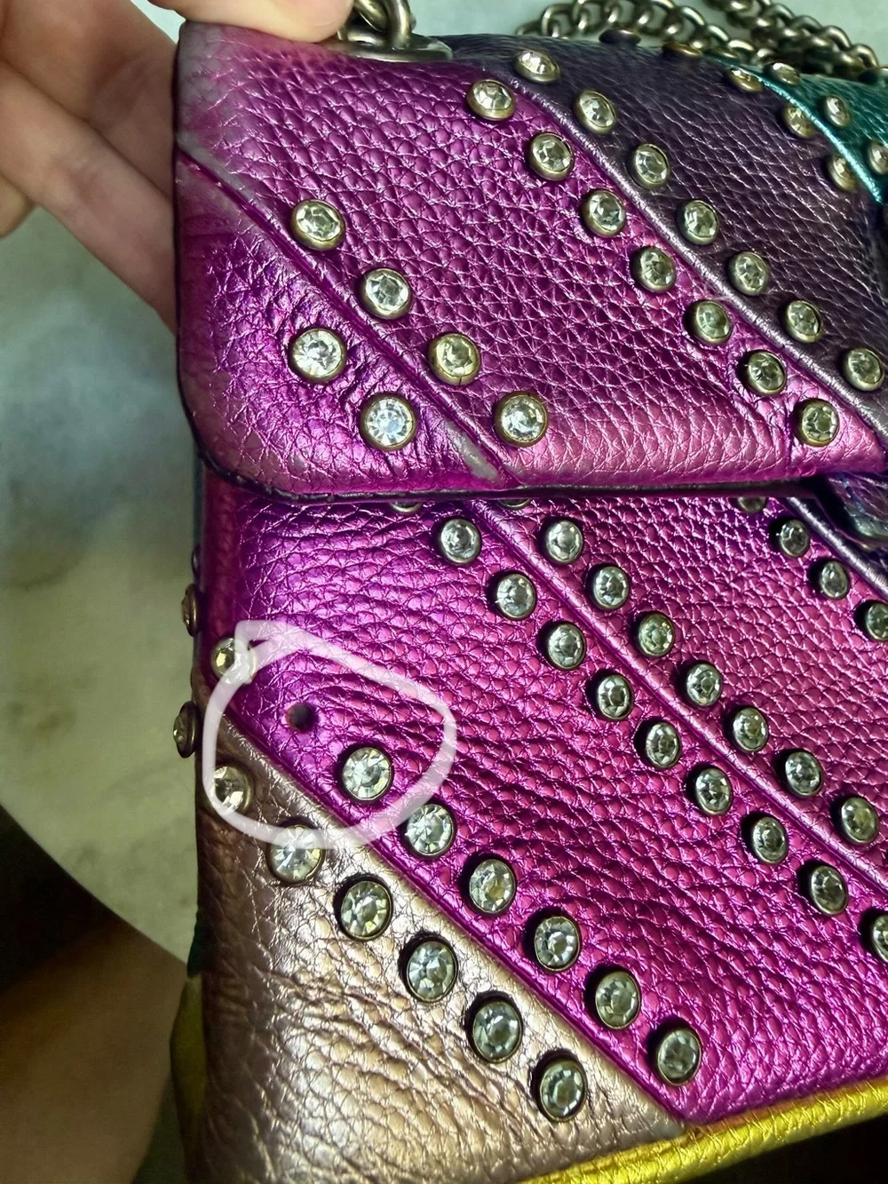Kurt Geiger London Rainbow Mini
Kensington Crossbody Metallic
Studded Bag - Picture 3 of 16